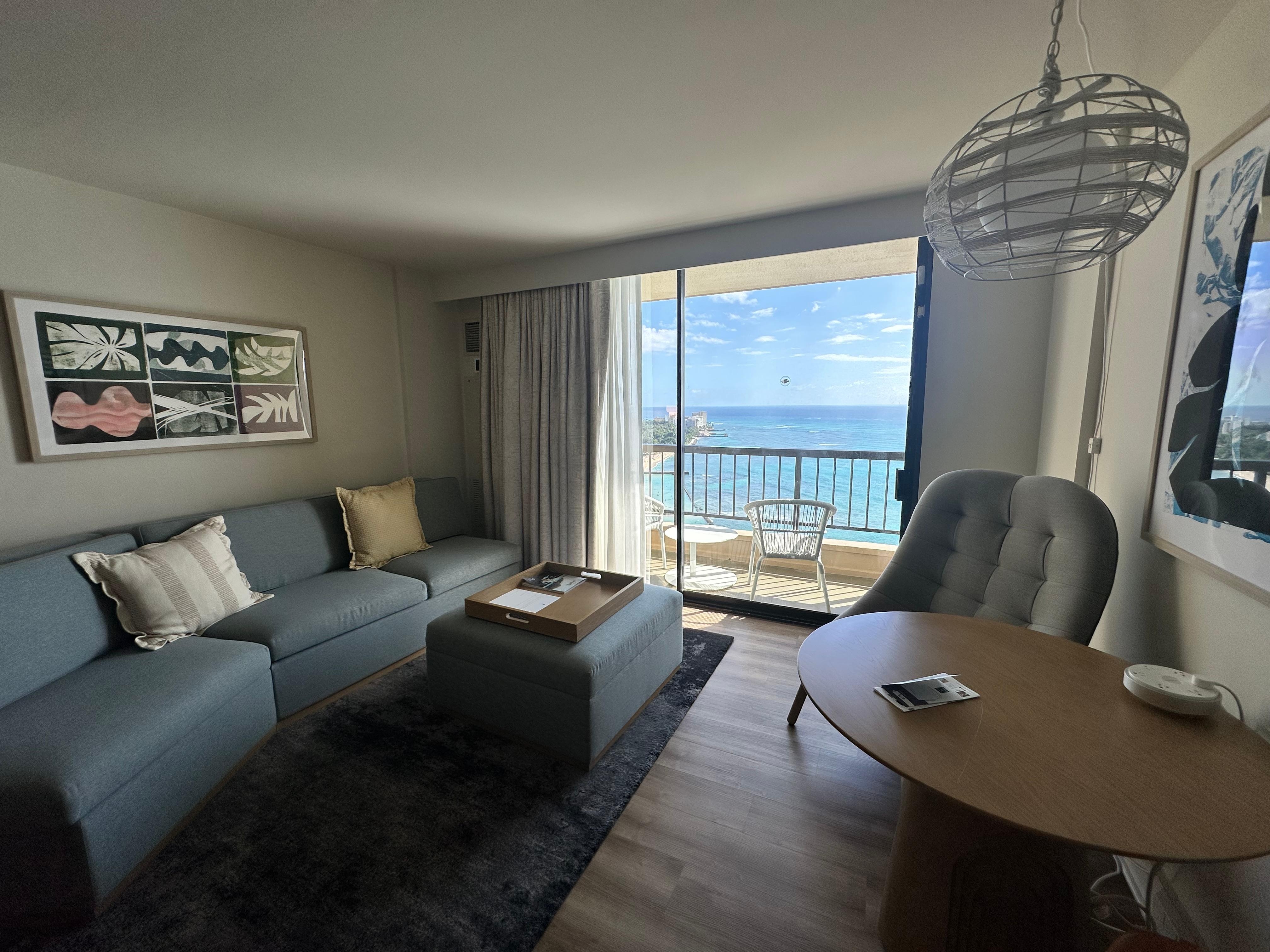 Beautiful living space and gorgeous view of Waikiki beach 