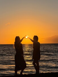 The sunset at the beach within walking distance of the condo.