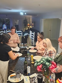 The ladies learning how to make lumpia
