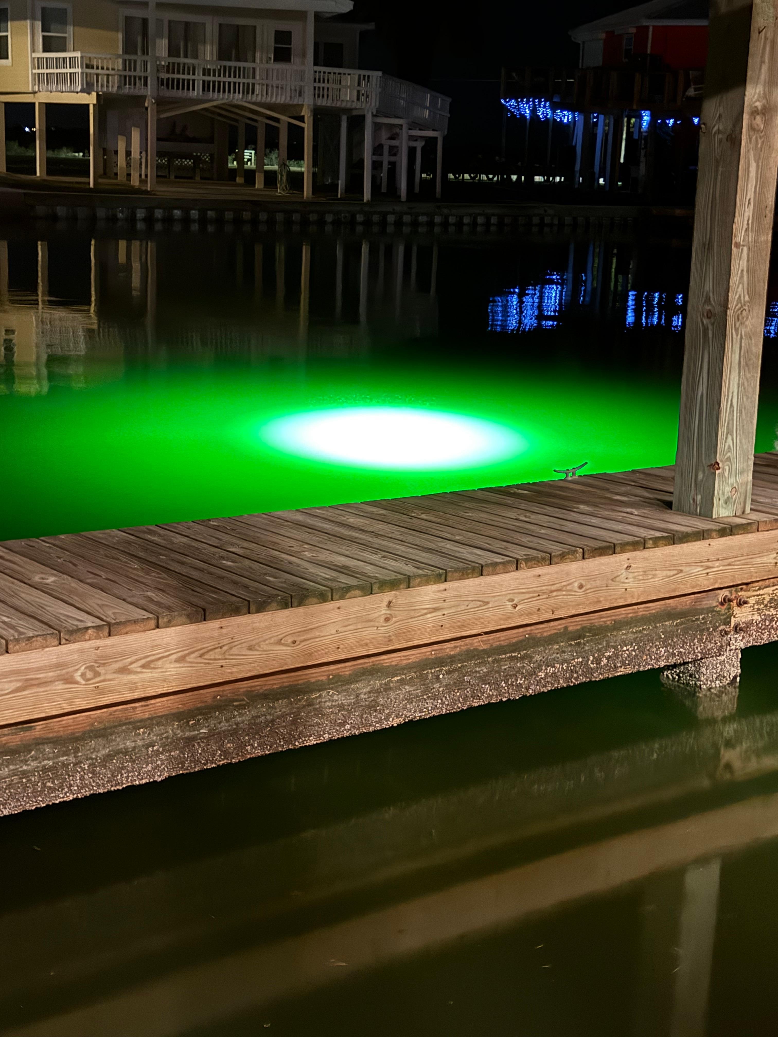 Green light at house for fishing
