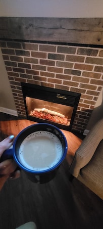 It snowed during our stay, I enjoyed the villa's fireplace for that extra cozy warmth.