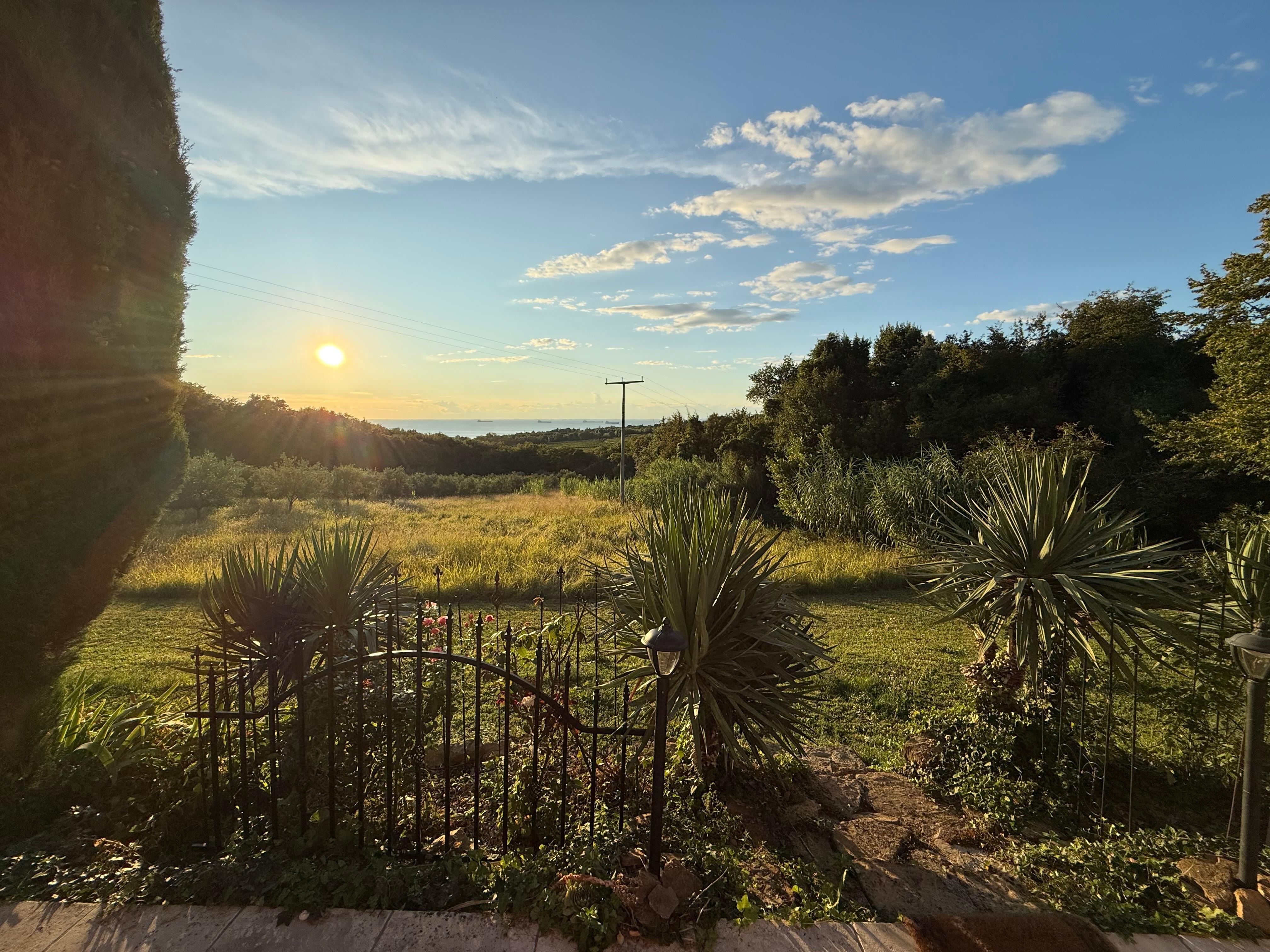 Meerblick von der Terrasse in der Abendsonne