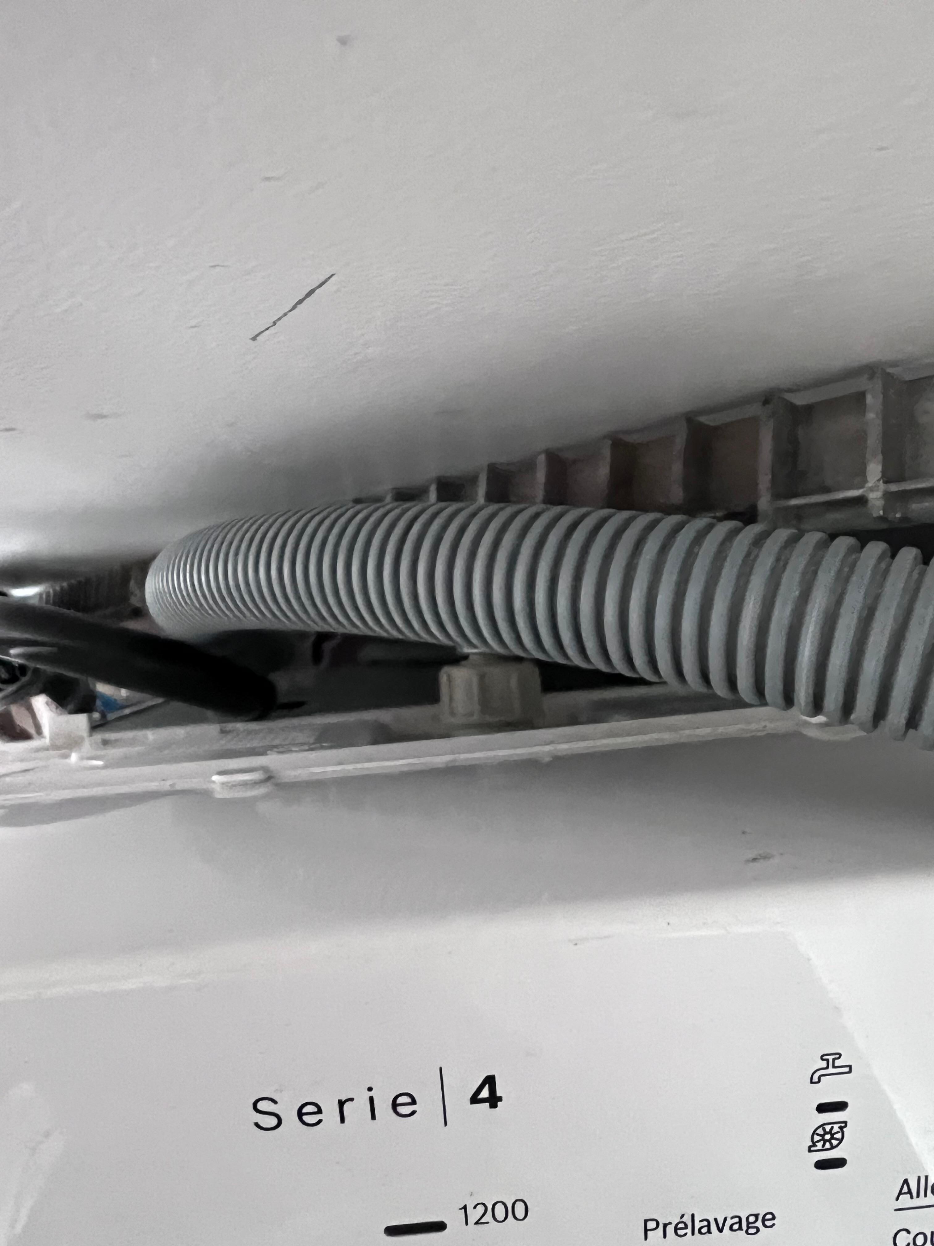 Washing machine discharge hose not connected, no place to discharge either