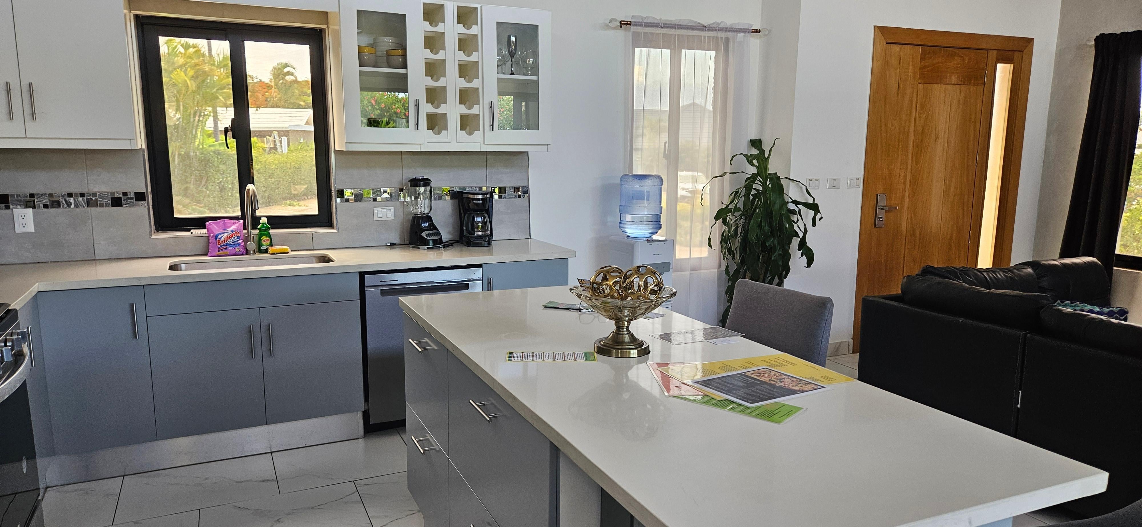 Kitchen Island view from patio