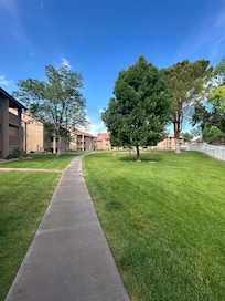 The walking path outside the master bedroom.