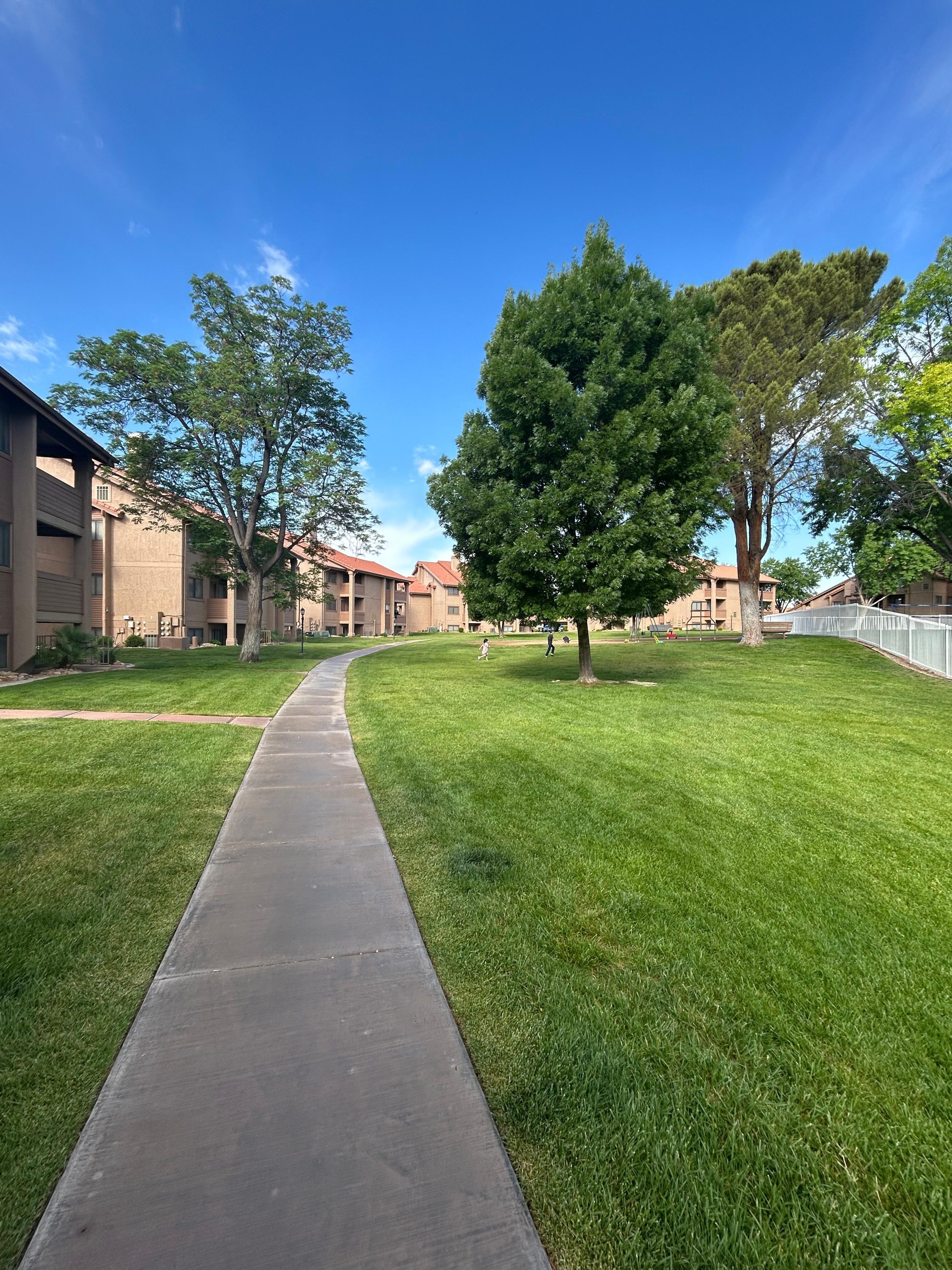 The walking path outside the master bedroom.