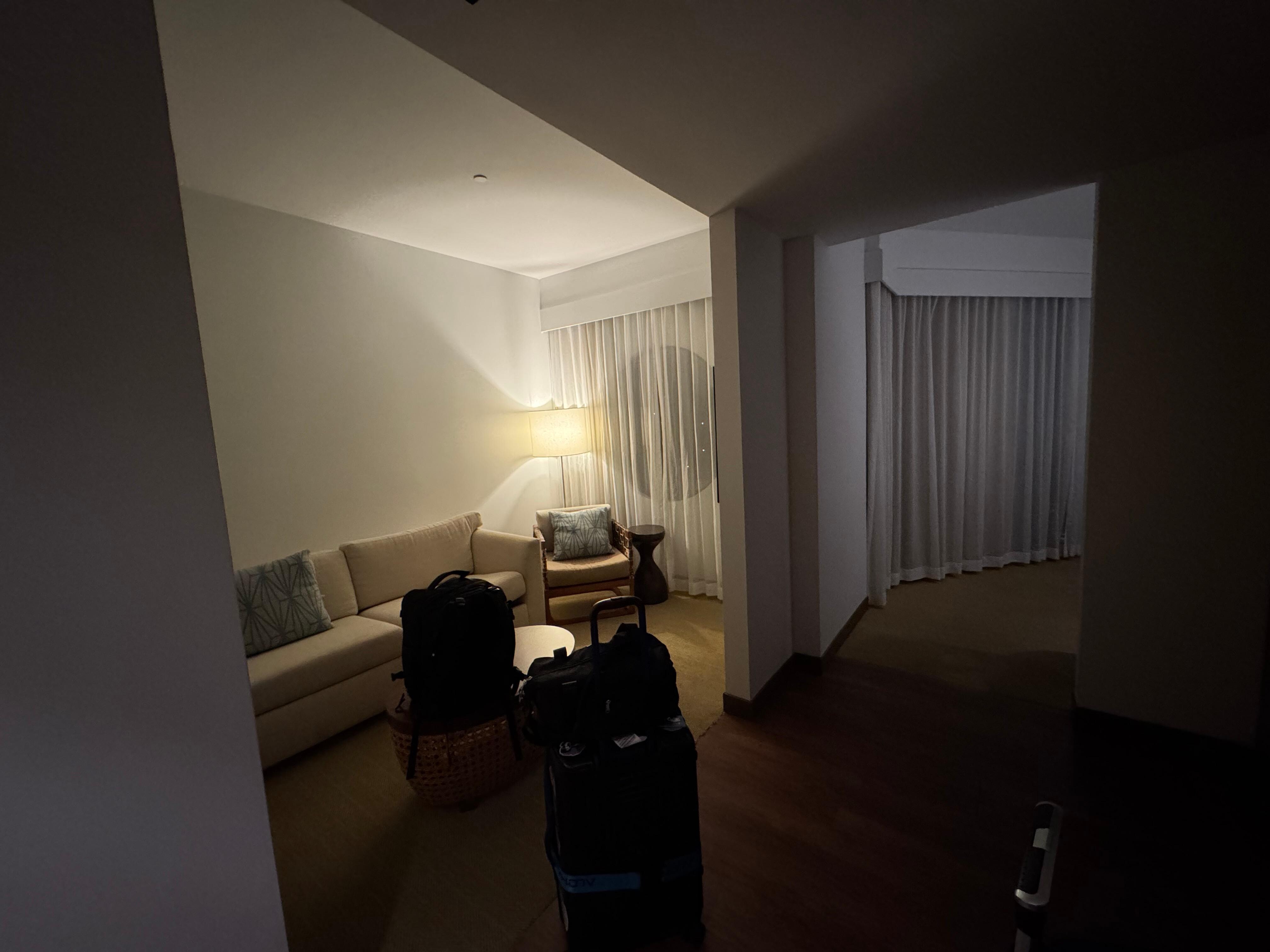 We were told there was a door separating the bedroom but there was no door. Staff moved us to another room with a door