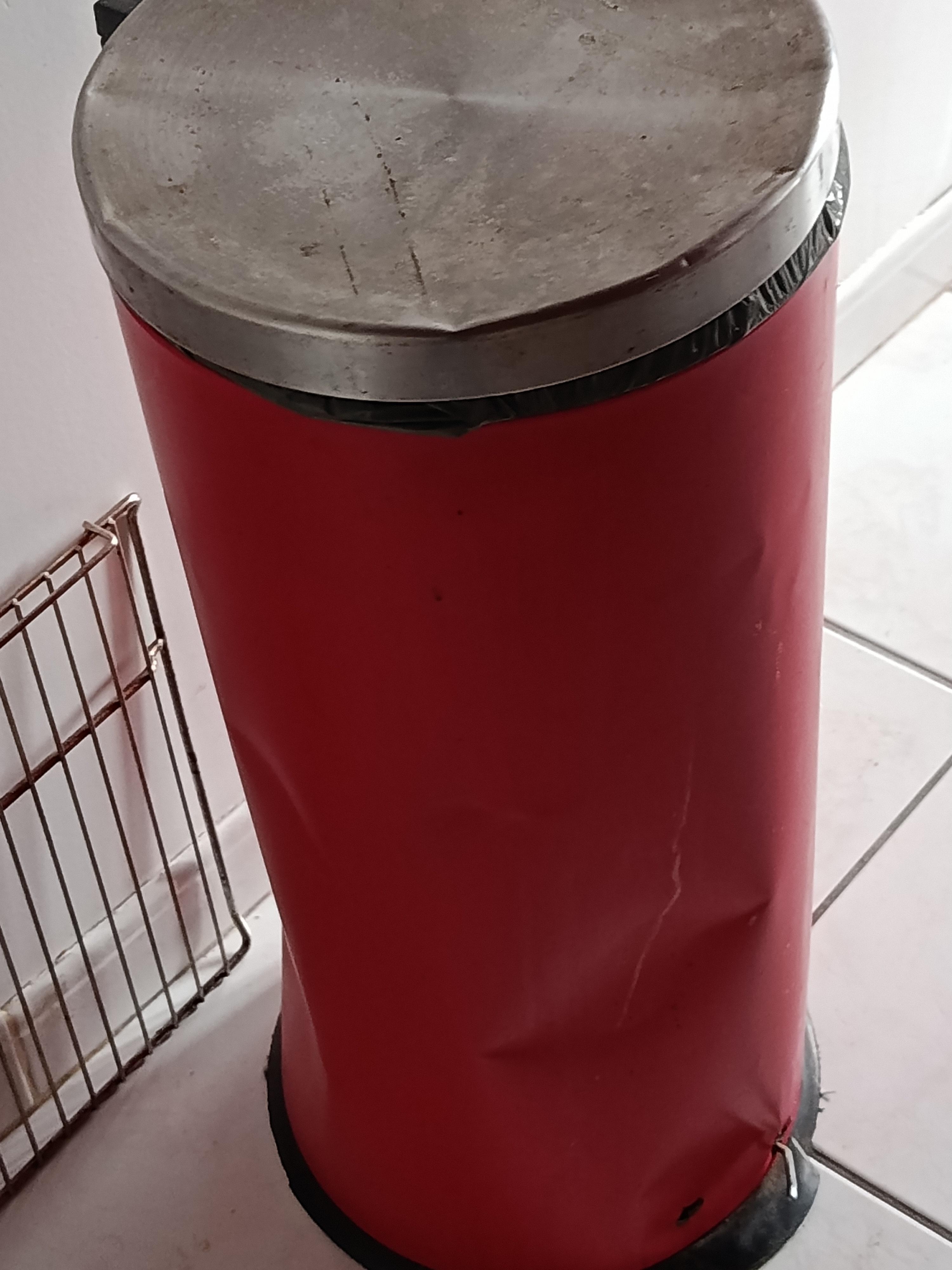 Poubelle cabossée de partout 