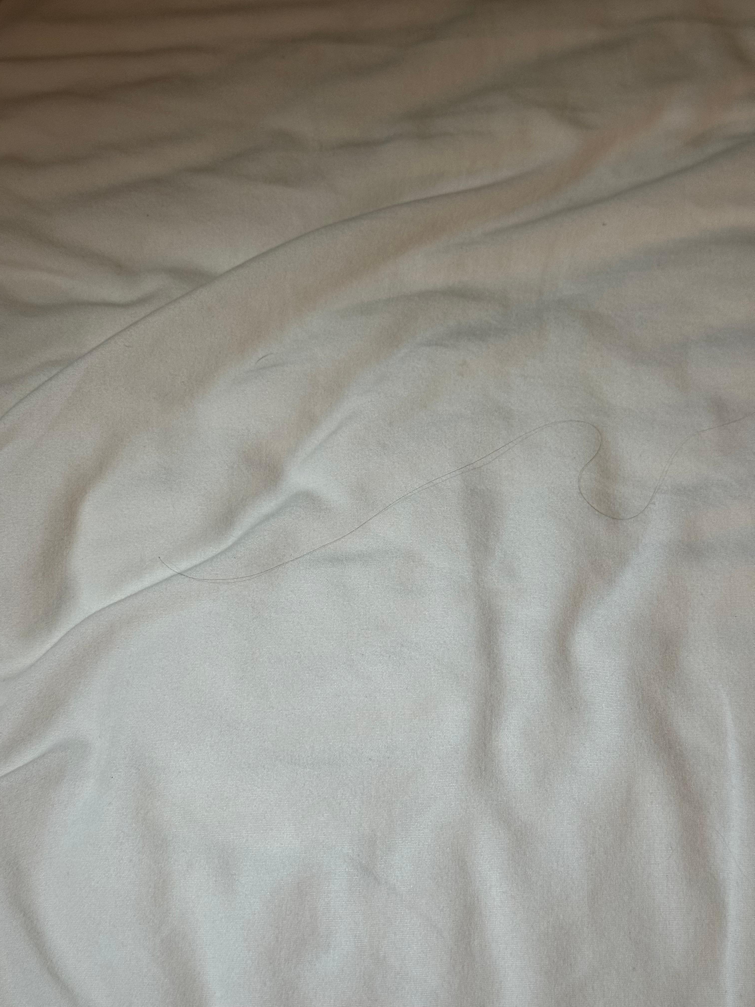 Hair on the first bed, 3rd bed the manager pulled it off and said, “It’s fine now”