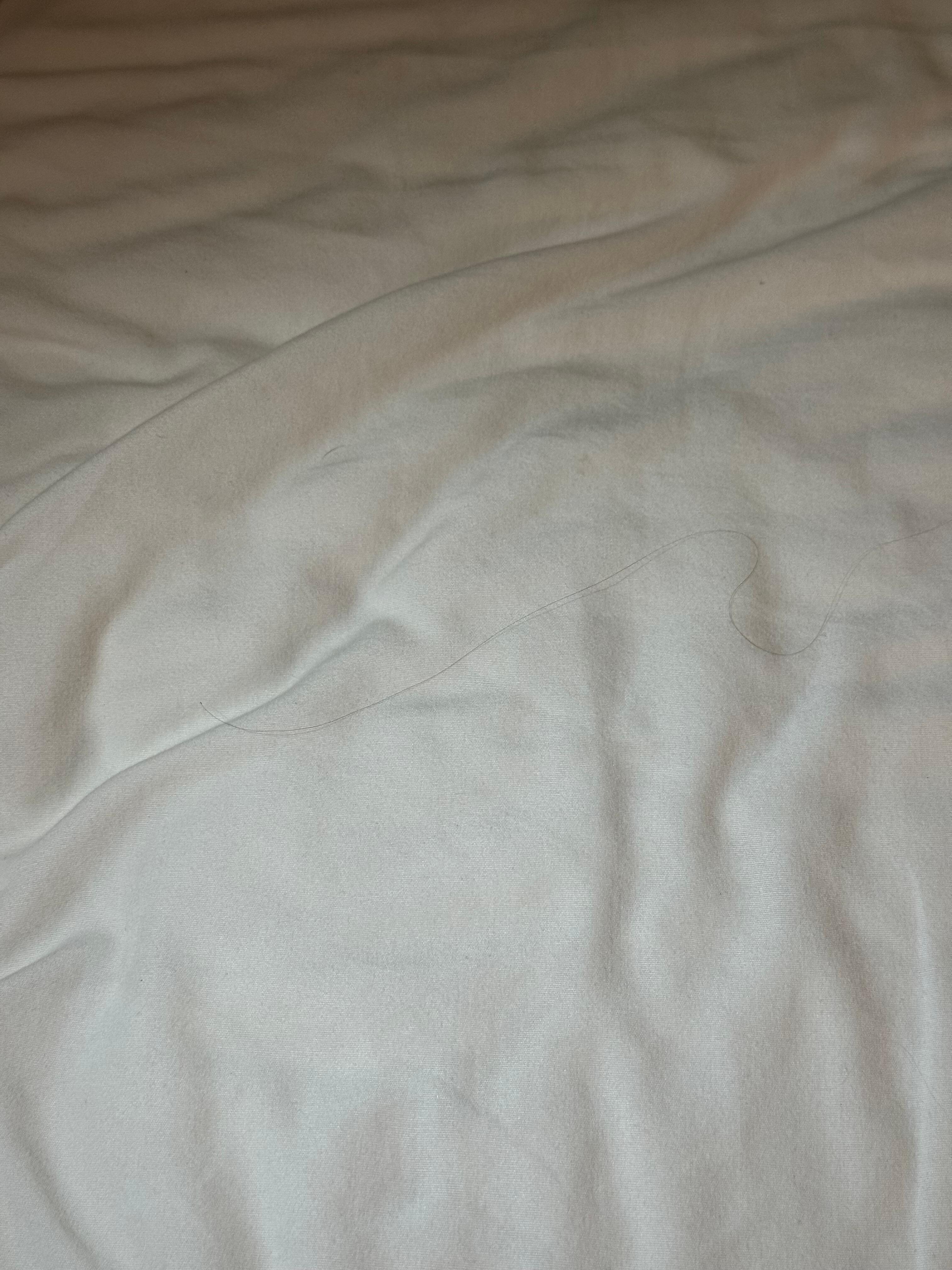Hair on the first bed, 3rd bed the manager pulled it off and said, “It’s fine now”