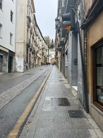 Quiet street leading to the hotel