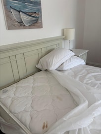 One of the many filthy mattresses. Blood stains maybe? Not sure