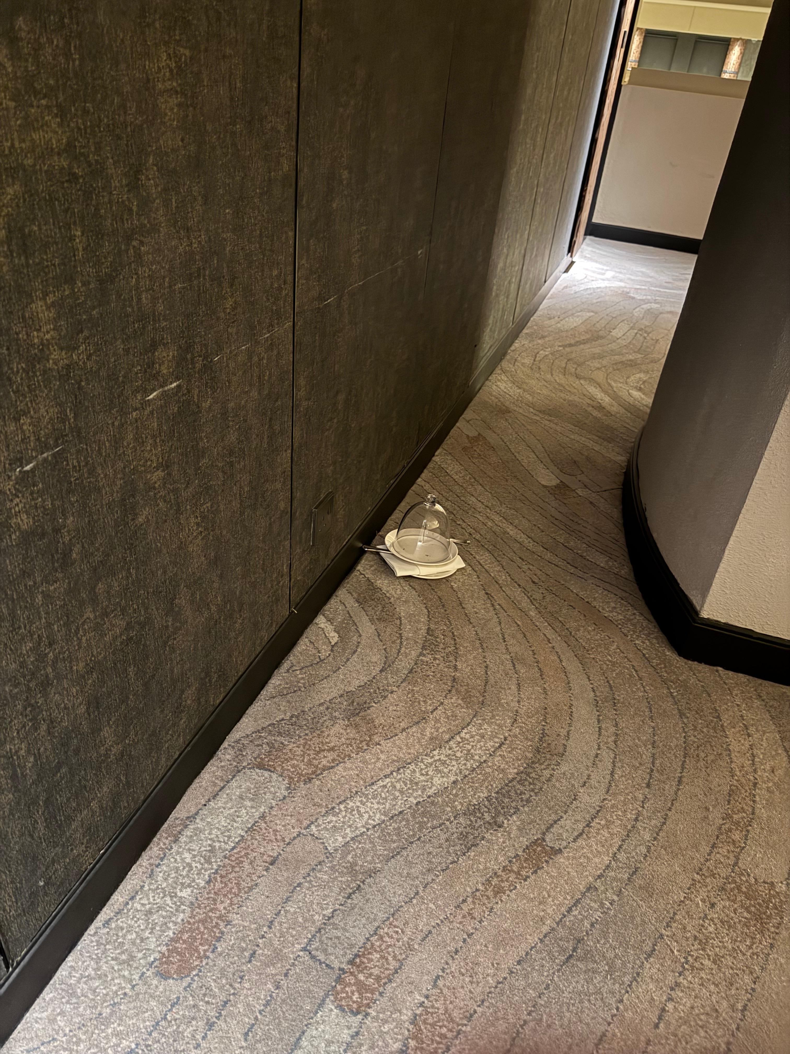 The dinner service forgotten next to our room door.