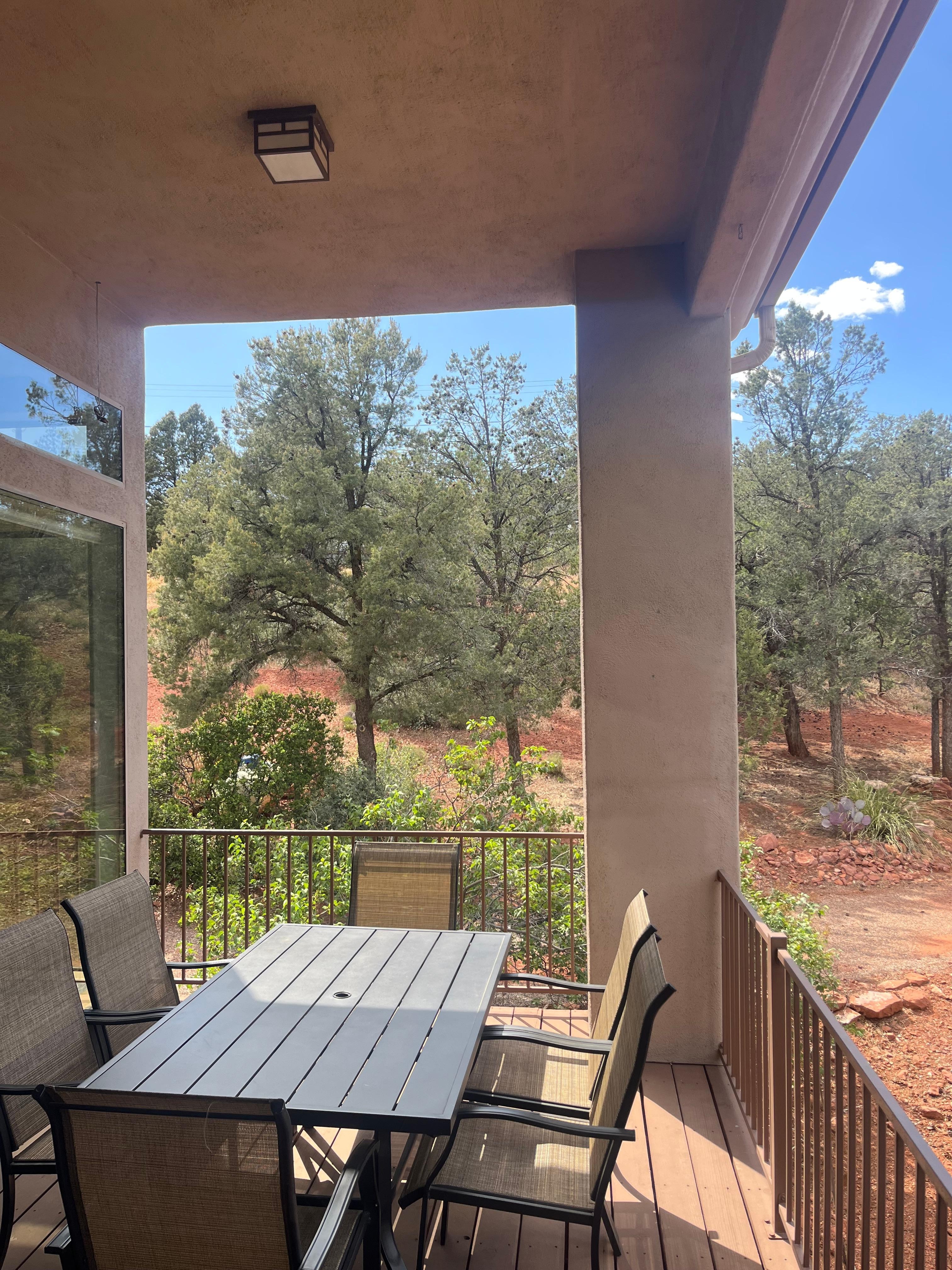 Balcony off the kitchen and living room.