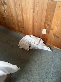 Dirty towels on floor