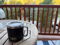 Nothing like a good coffee on the balcony deck in the morning. Quiet, comfortable, relaxing. Probably great in the afternoon with some cold beverage as well.