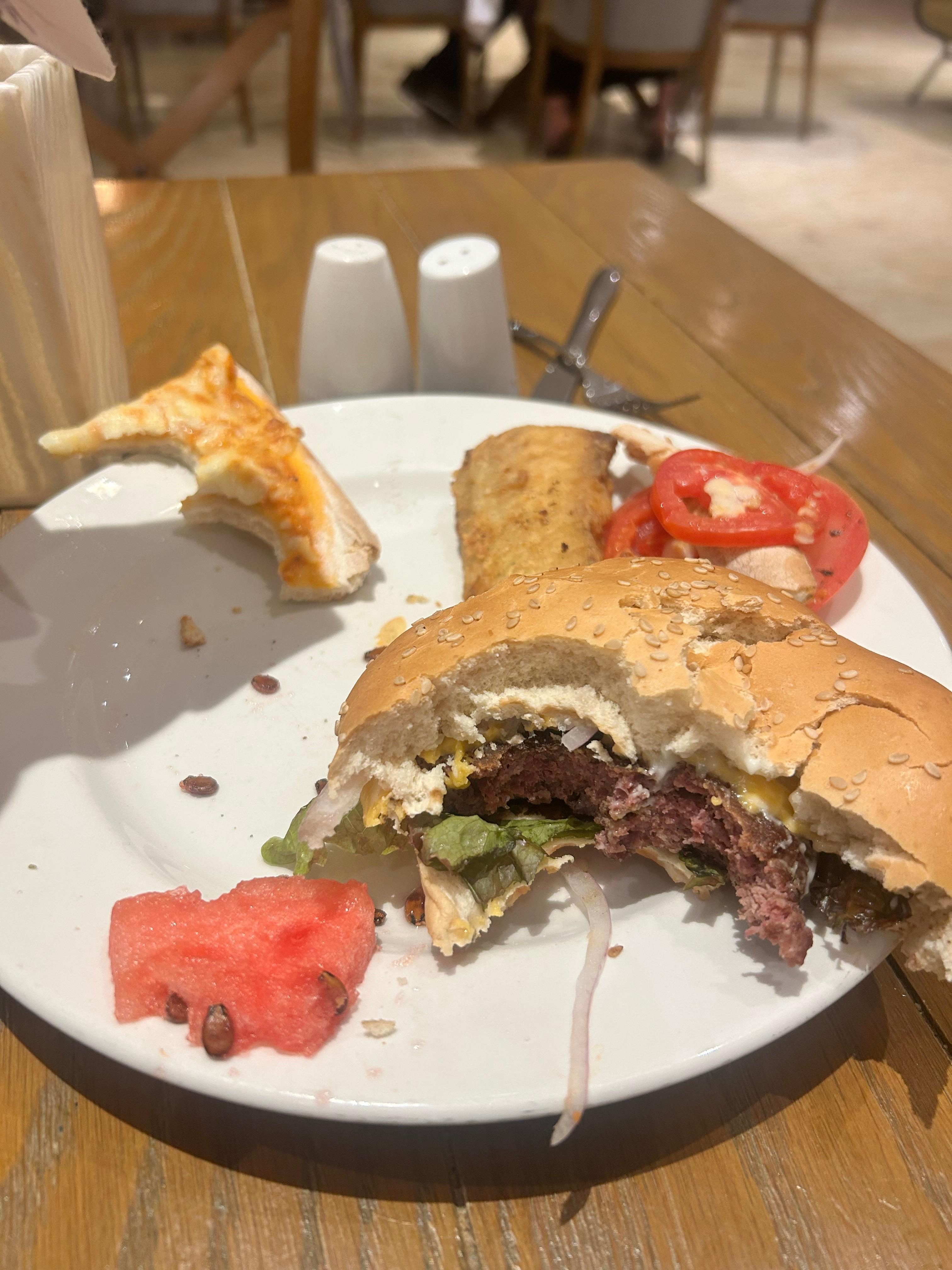 Hockey puck cheeseburger 
Pink still