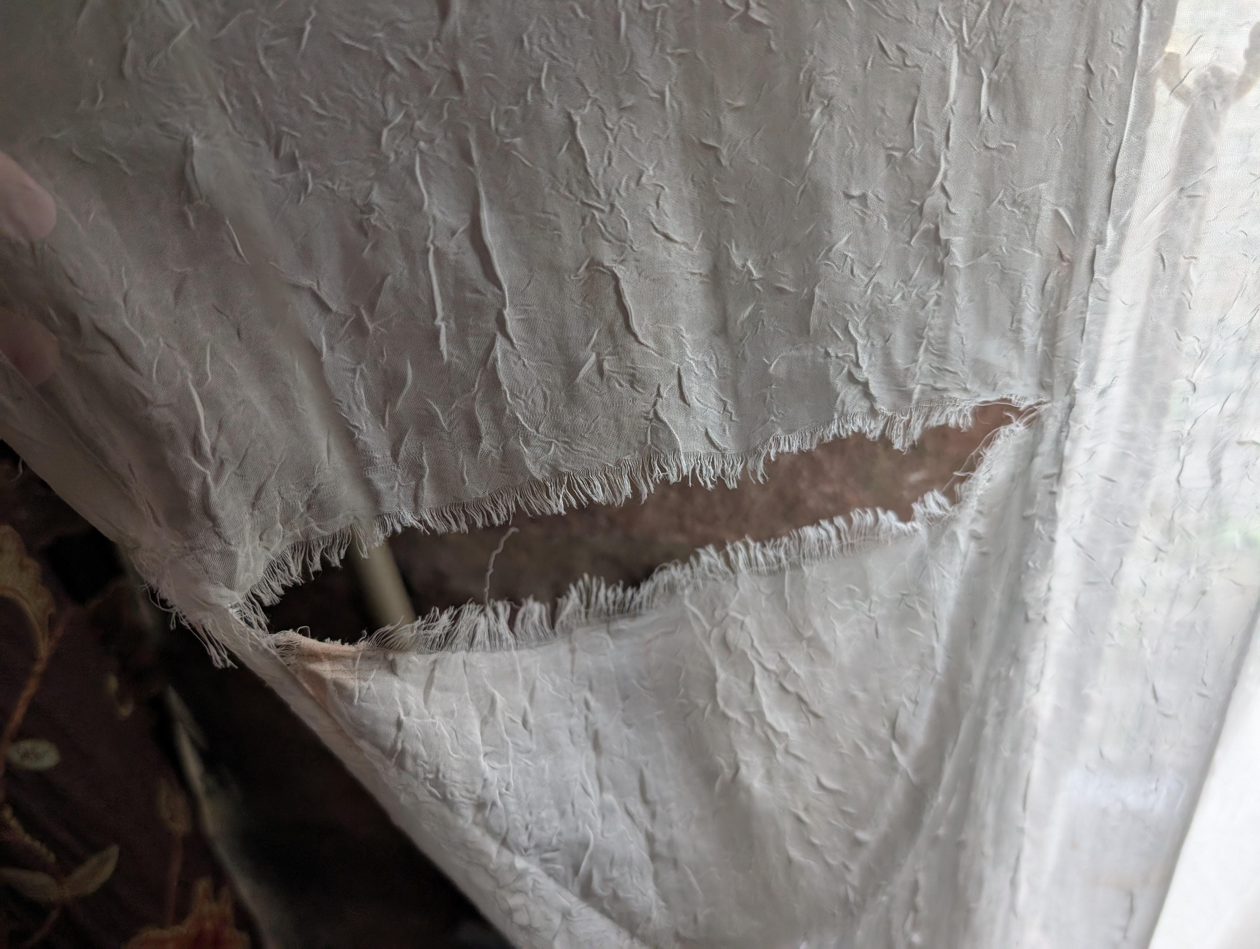 Rips in curtains. Did I really pay so much you stay here? 