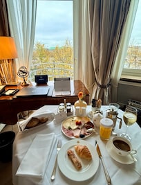 Room service with a view of the lake was a great way to start the day.