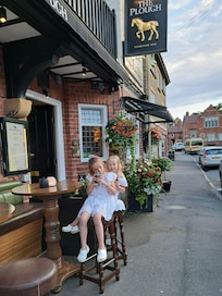 Happiness outside the Plough  nana and pops having cocktails