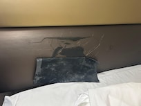 This is the patch that fell off the headboard and onto my face while sleeping.