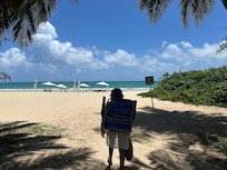 Beach was a quick walk across the bridge.