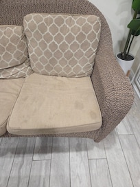 Most cushions are sandy and stained