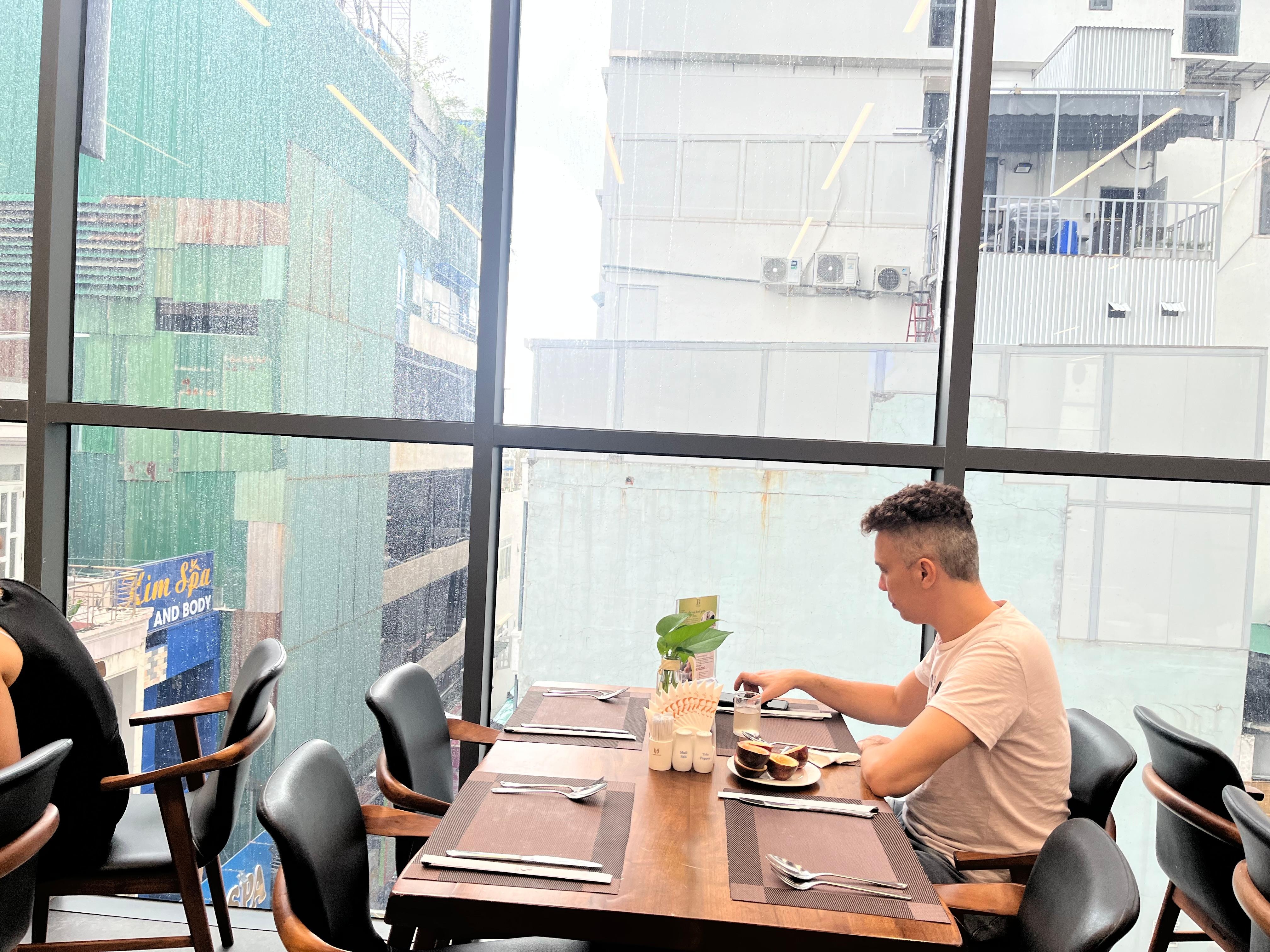 View from breakfast room of hotel in front of this beachfront proprty