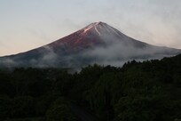Fuji view at sunrise from our room