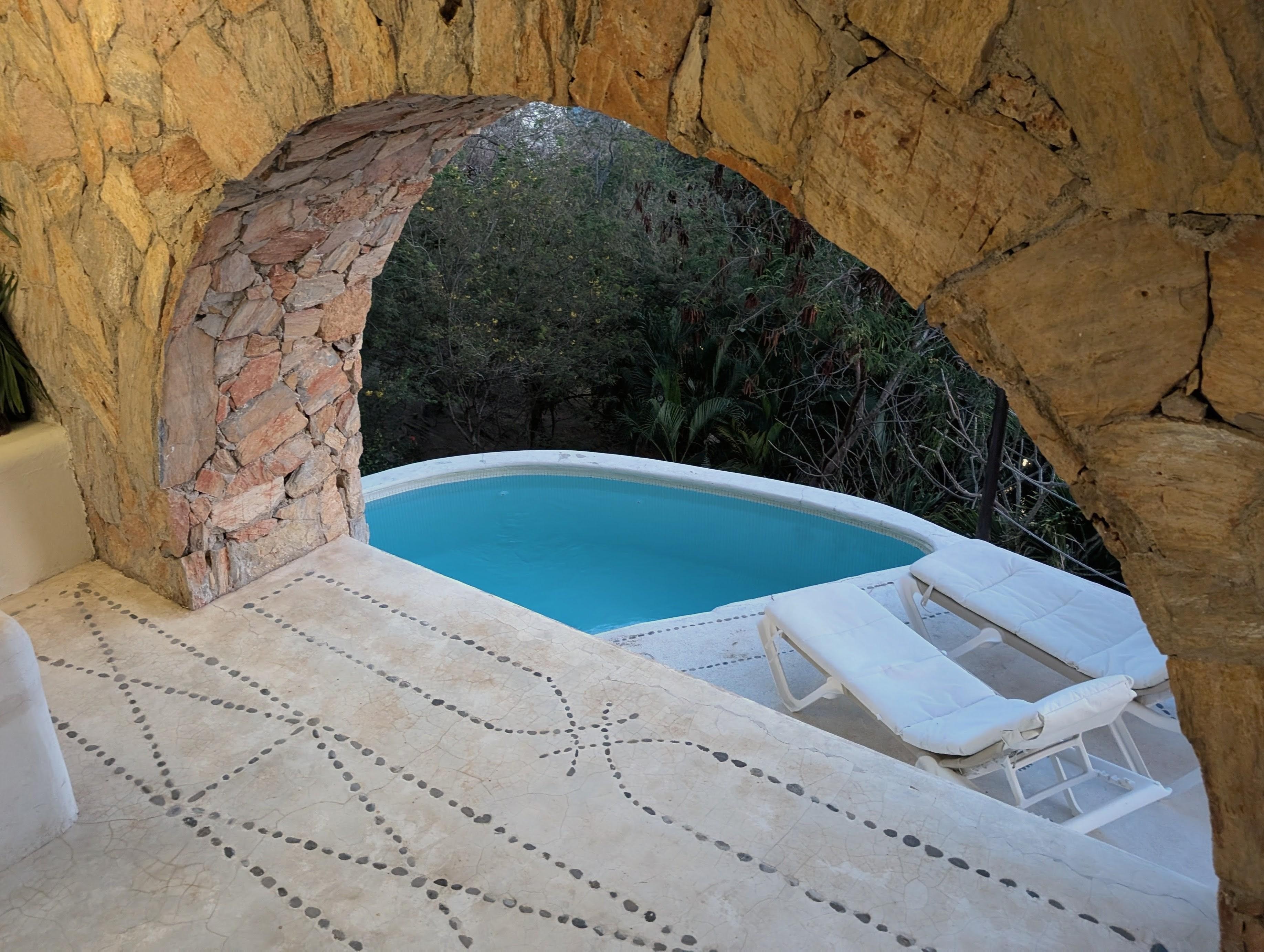 View of private pool from sitting area