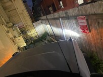 Angled designated parking space