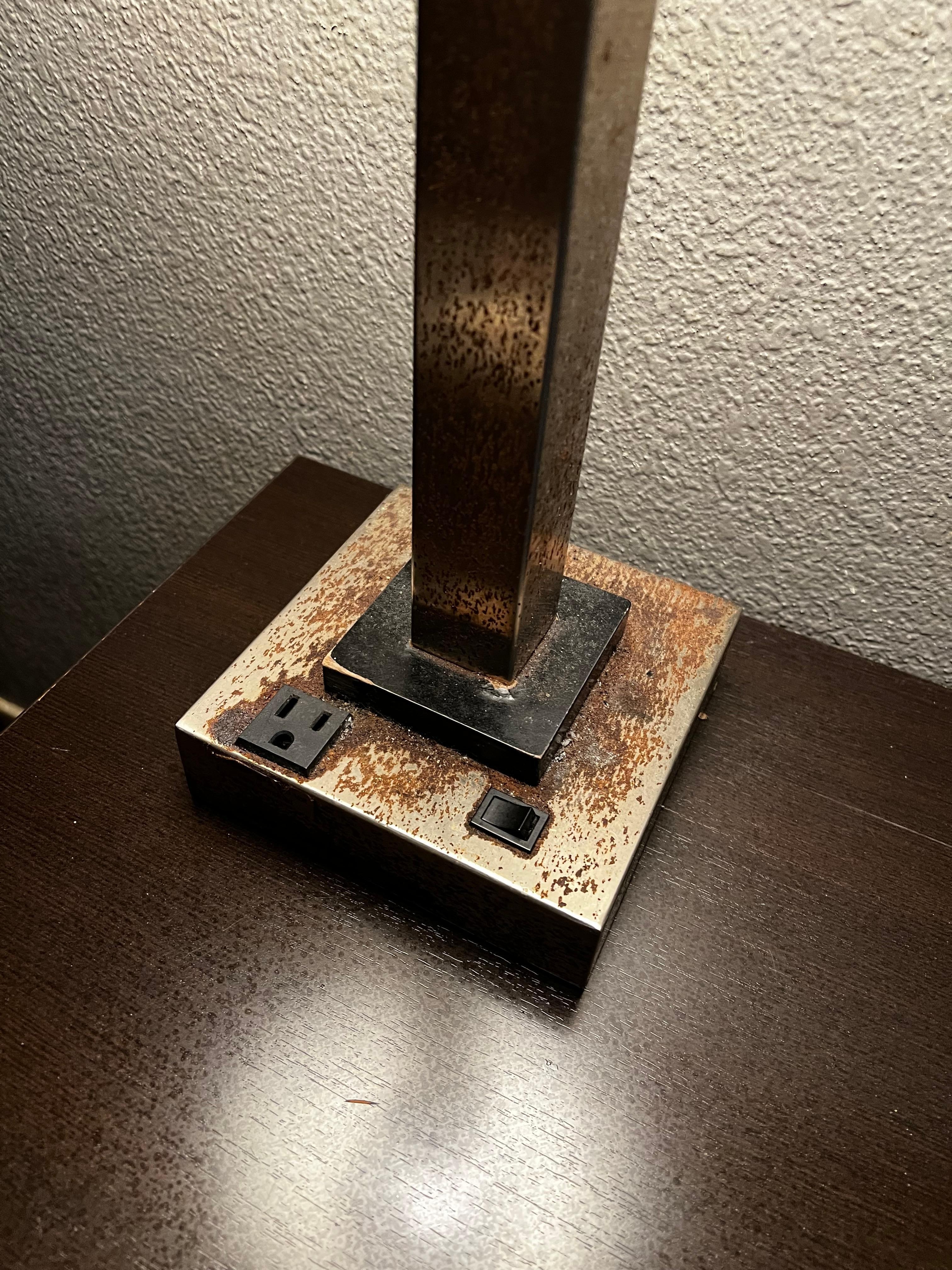 Dirty all the countertops and desk were