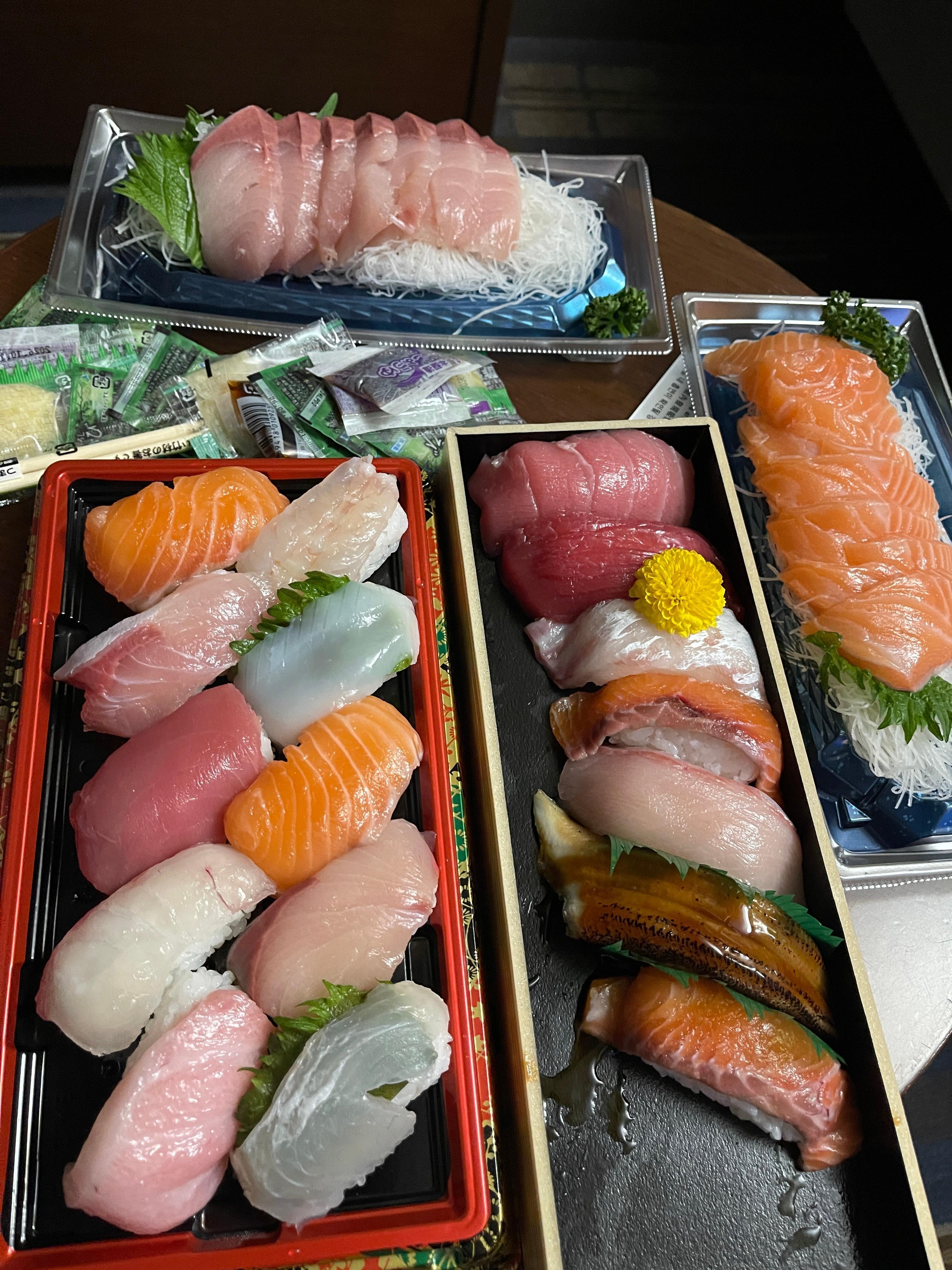 Sushi from Supermarket downstairs 