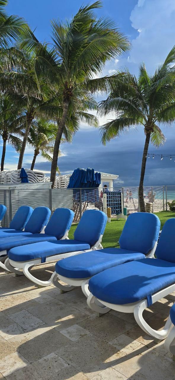 Wet lounging chairs and missing side tables.