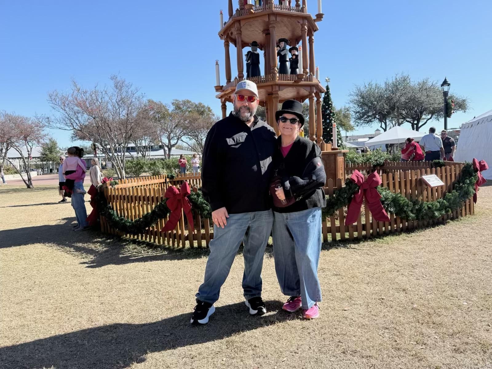 Selfies in front of German Christmas Pyramid 
