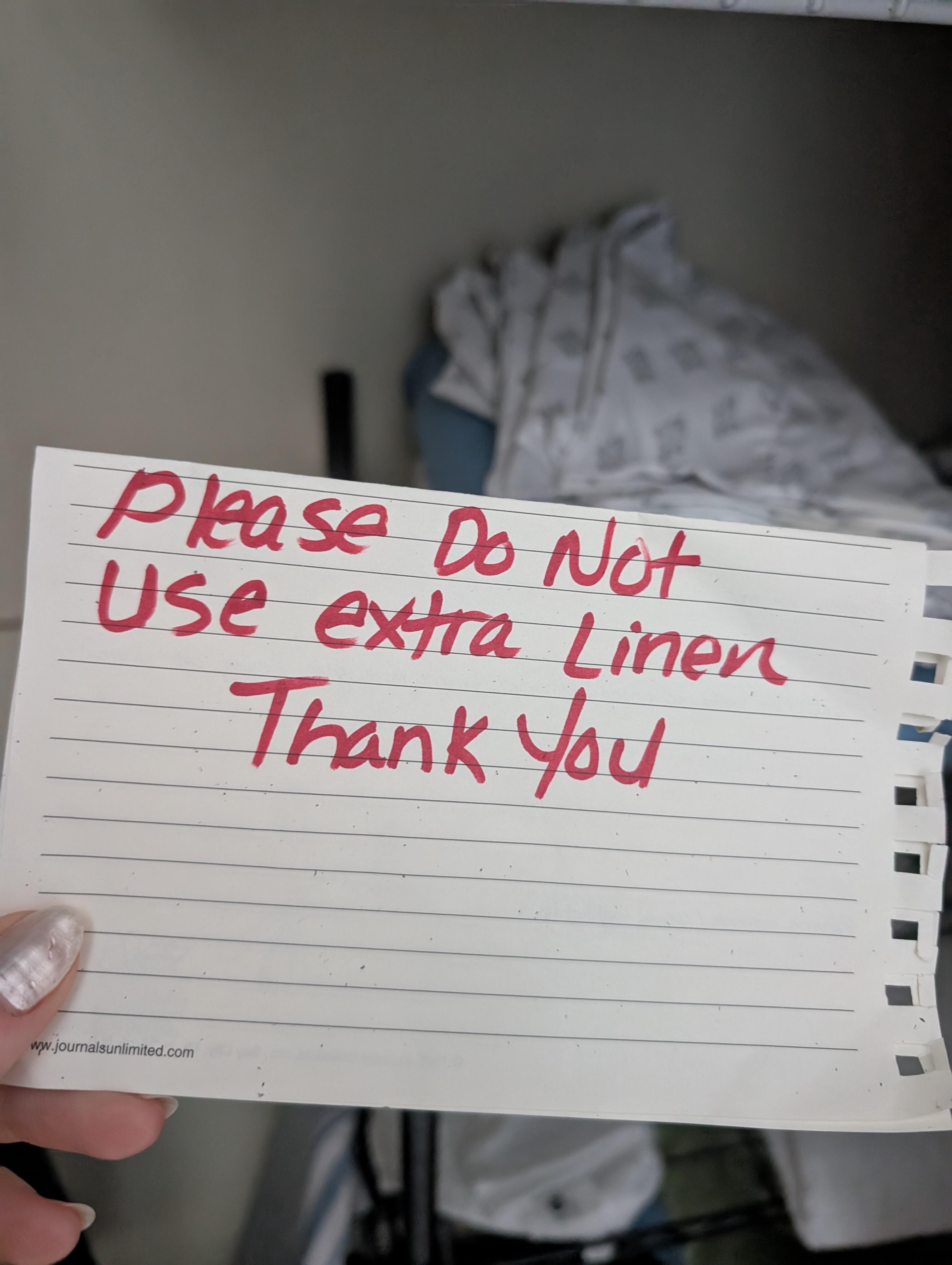 note on extra linens for 2nd bed