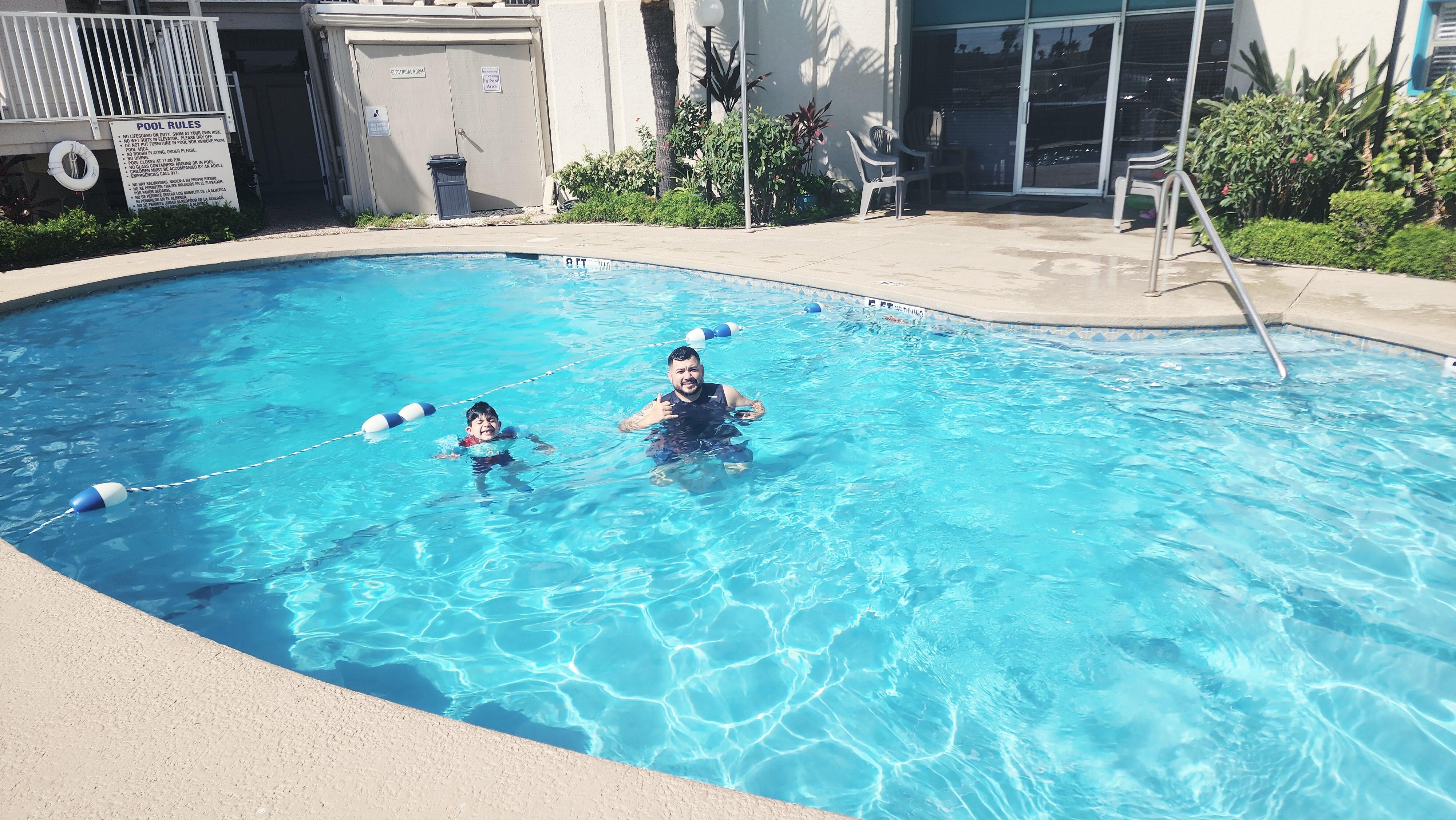 The pool area