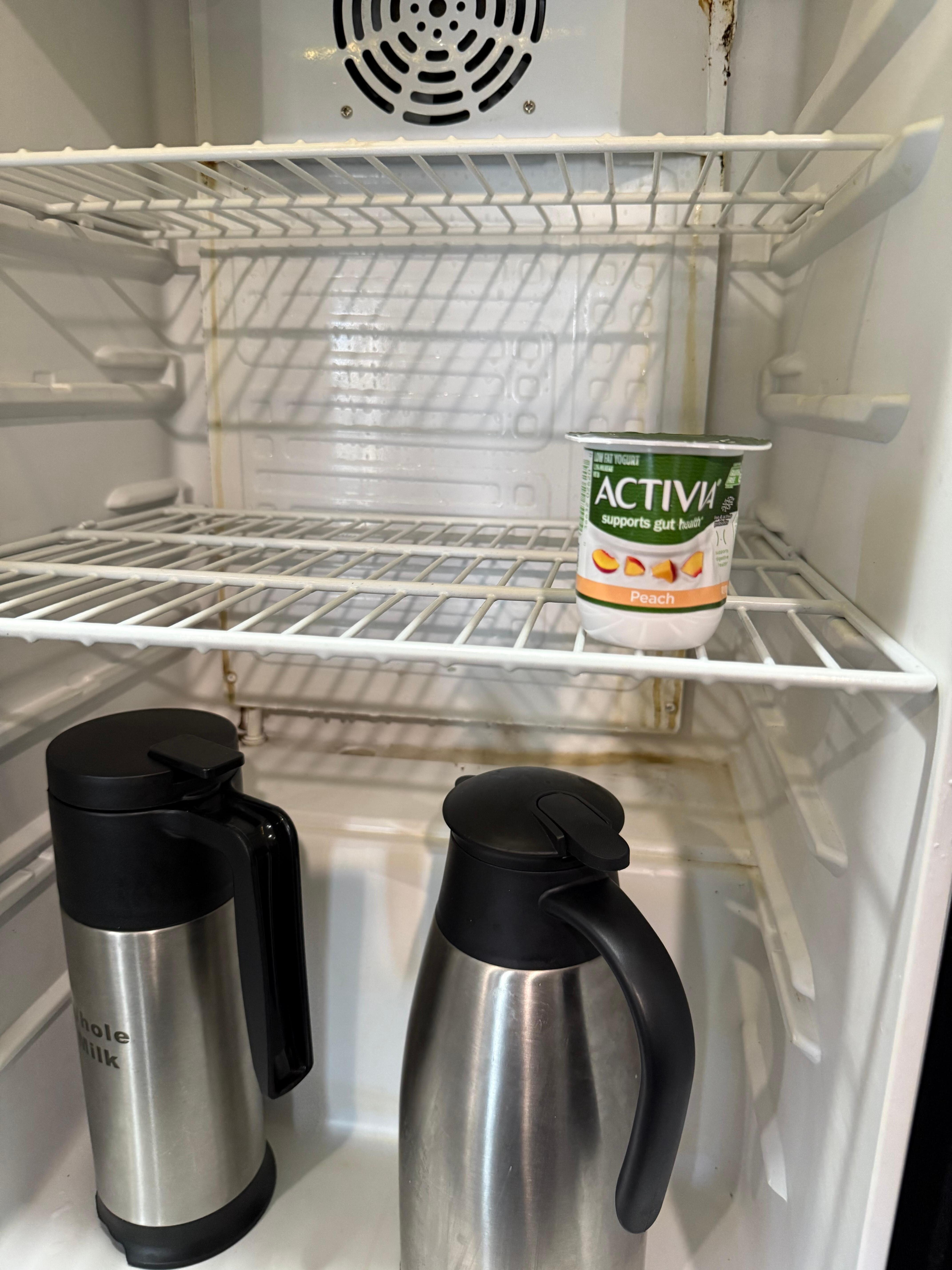 Gross extremely dirty fridge in breakfast area. I almost called the health department.