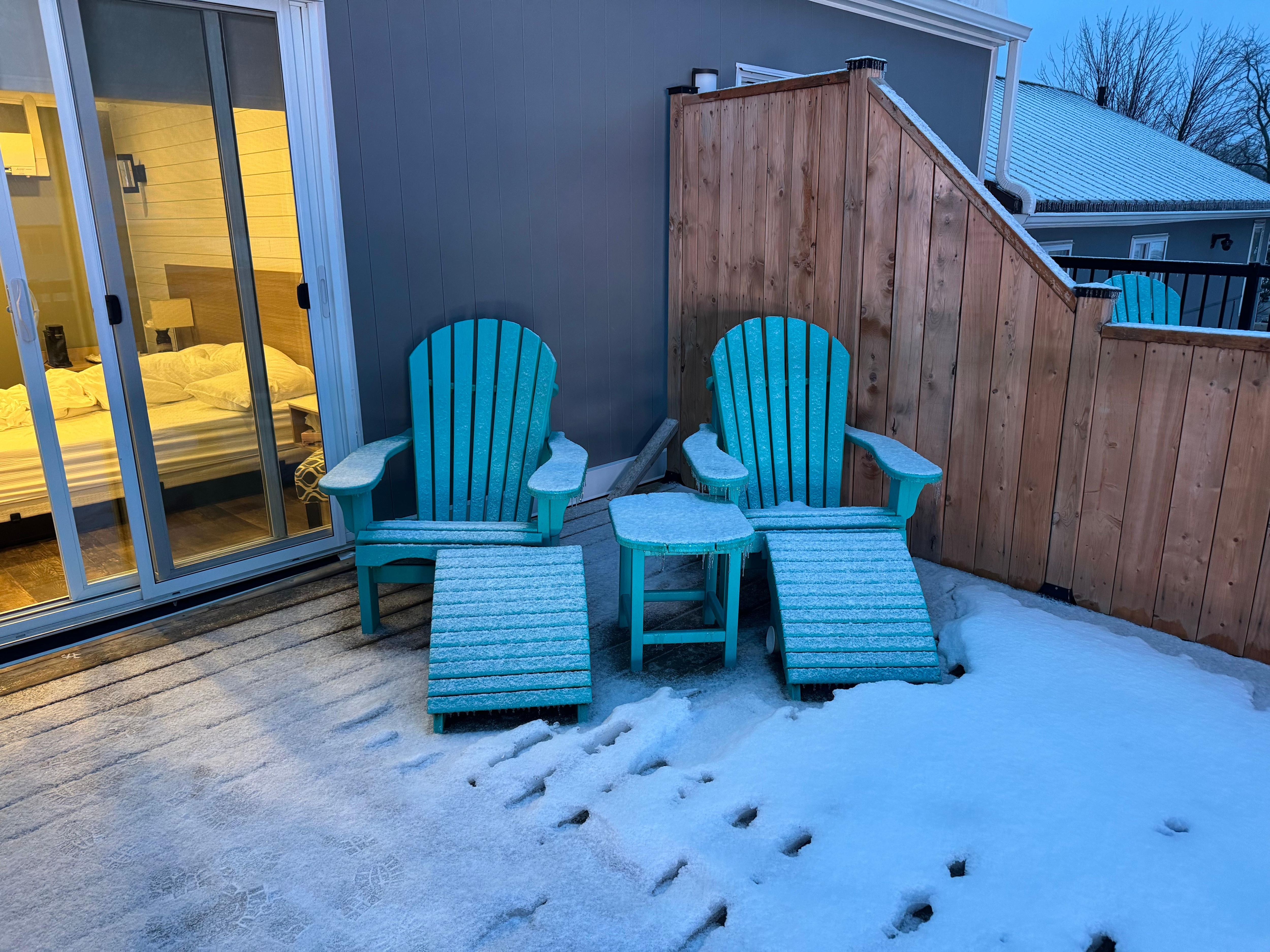 This balcony would be great in the summer, overlooking the patio below and the street.