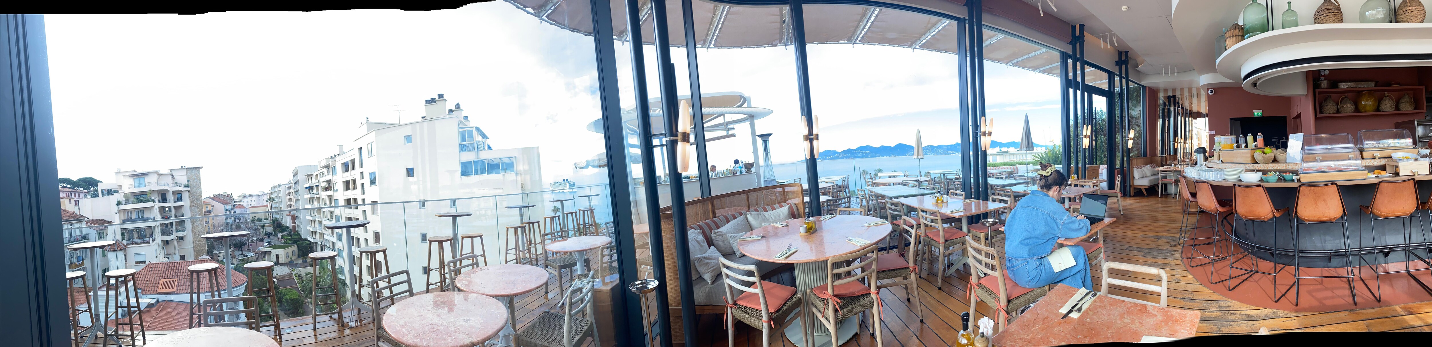 8th floor interior/exterior restaurant view. Great Buffett or menu options.