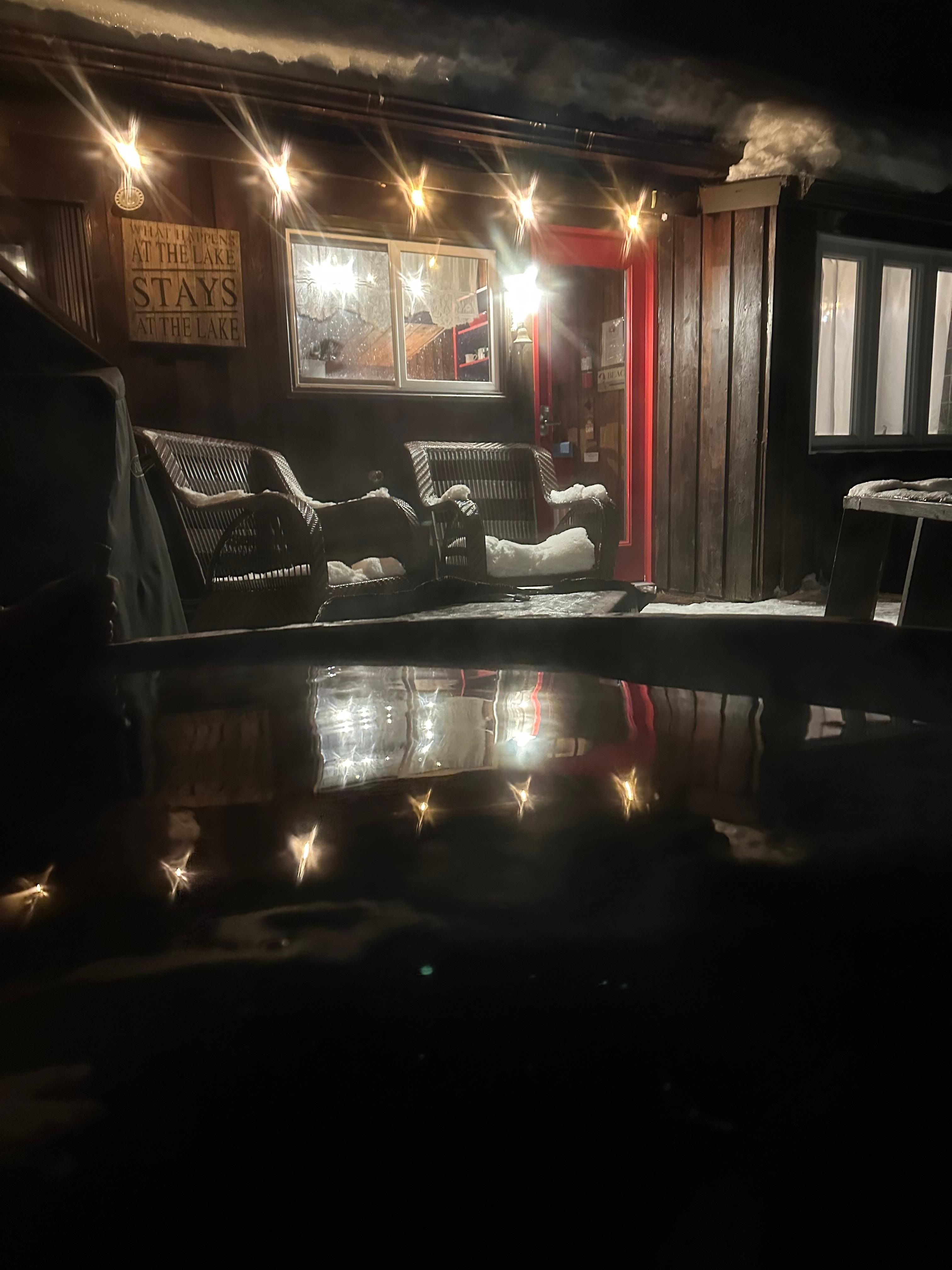 Sitting in the hot tub at night