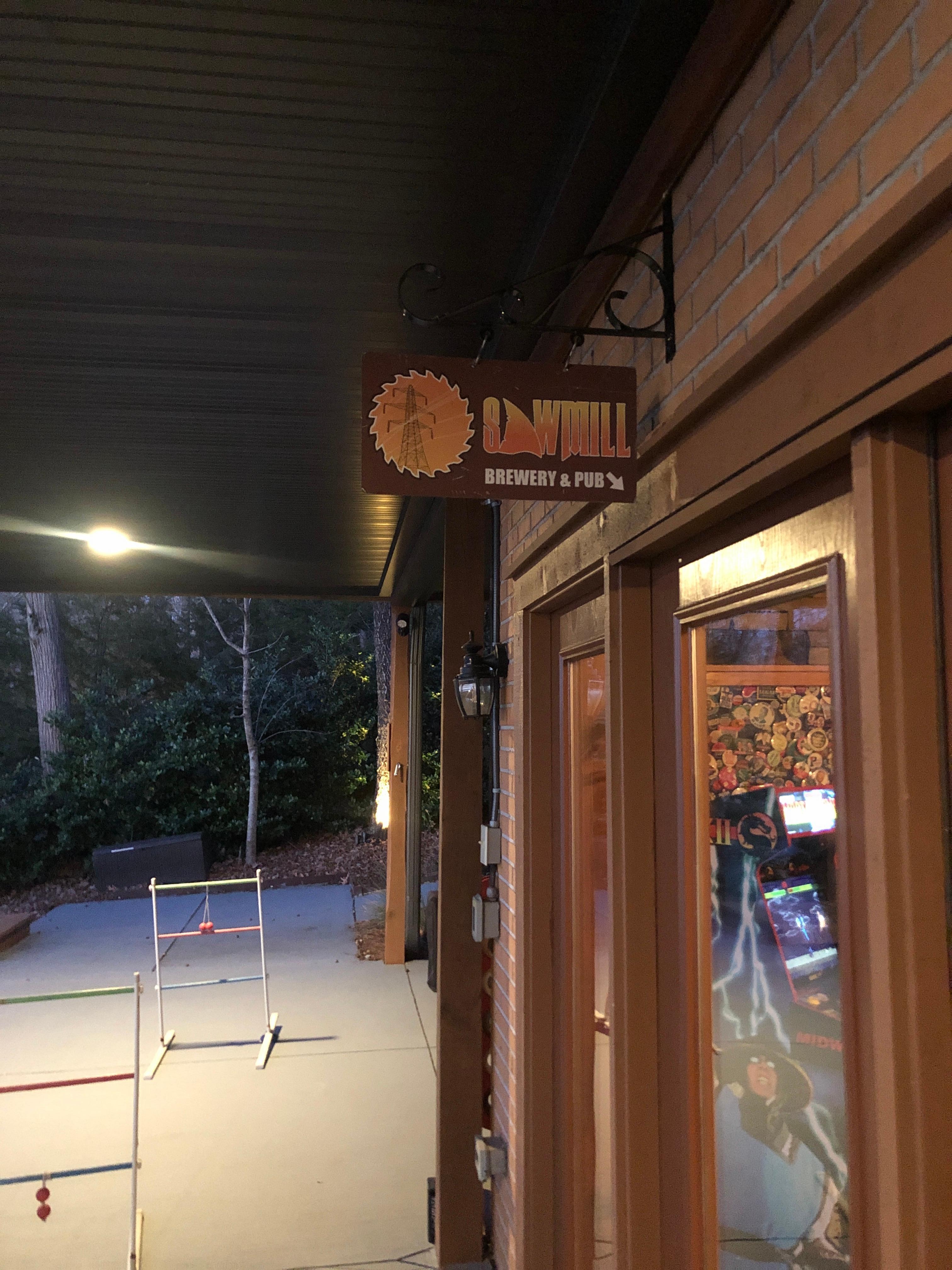 Downstairs patio s
Saw Mill Brewery sign 
