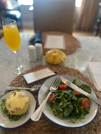 Breakfast - Casa frittata, arugula salad and mimosa