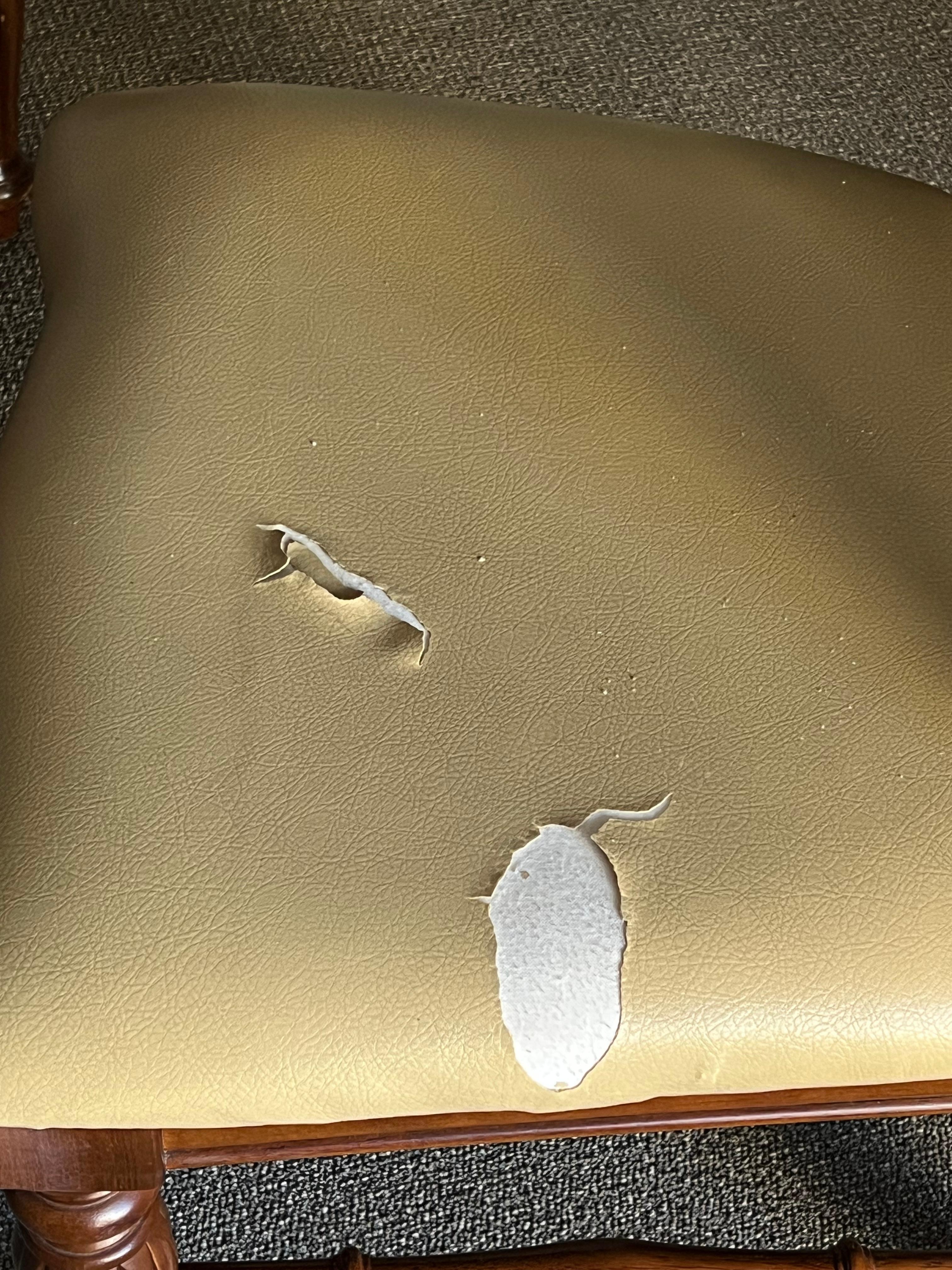 Torn chair seat 