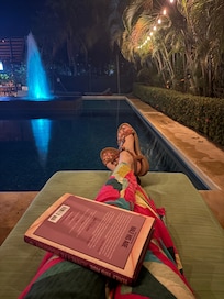 Reading by the pool