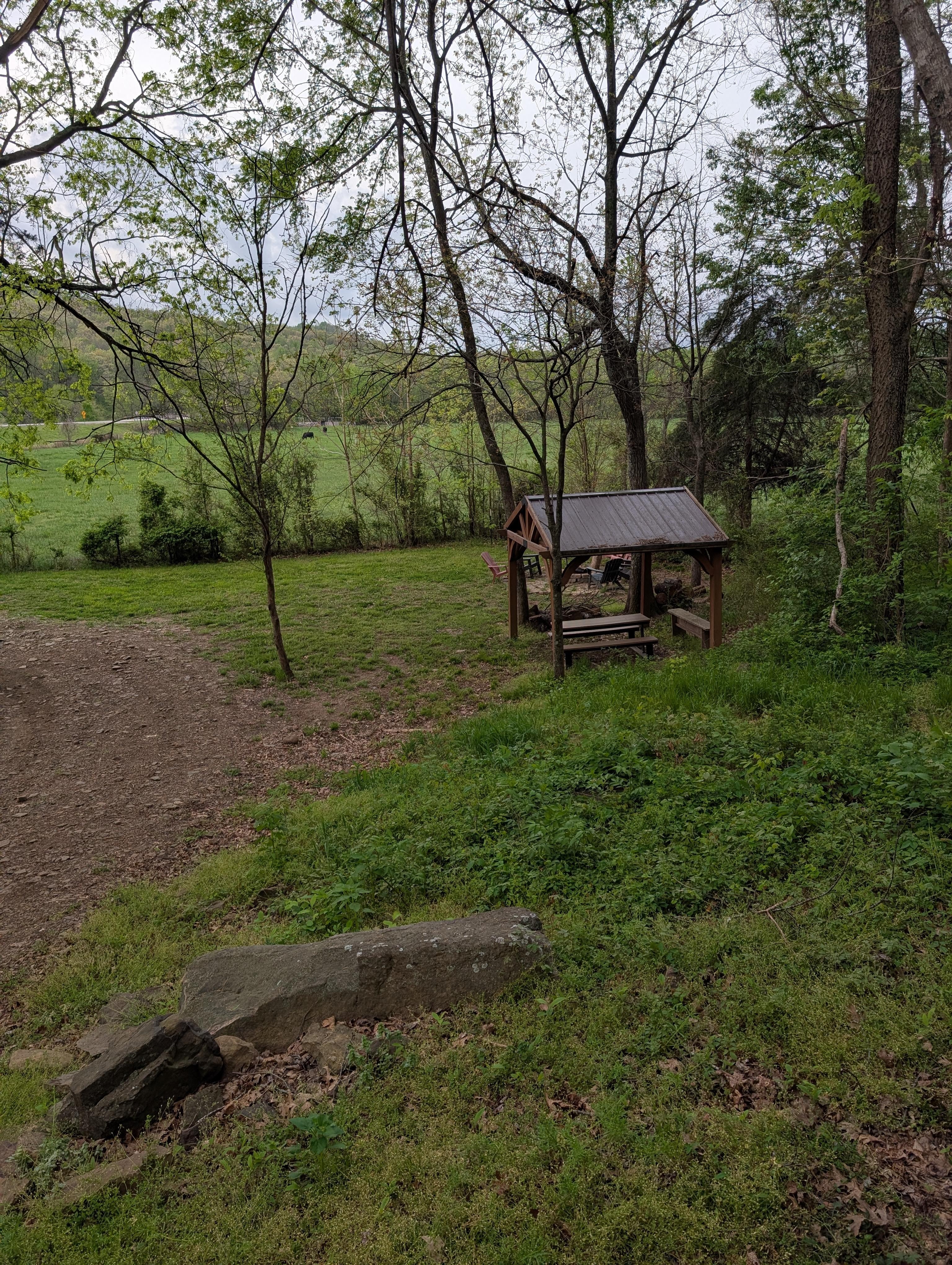 The fire pit and picnic table, amazing views!