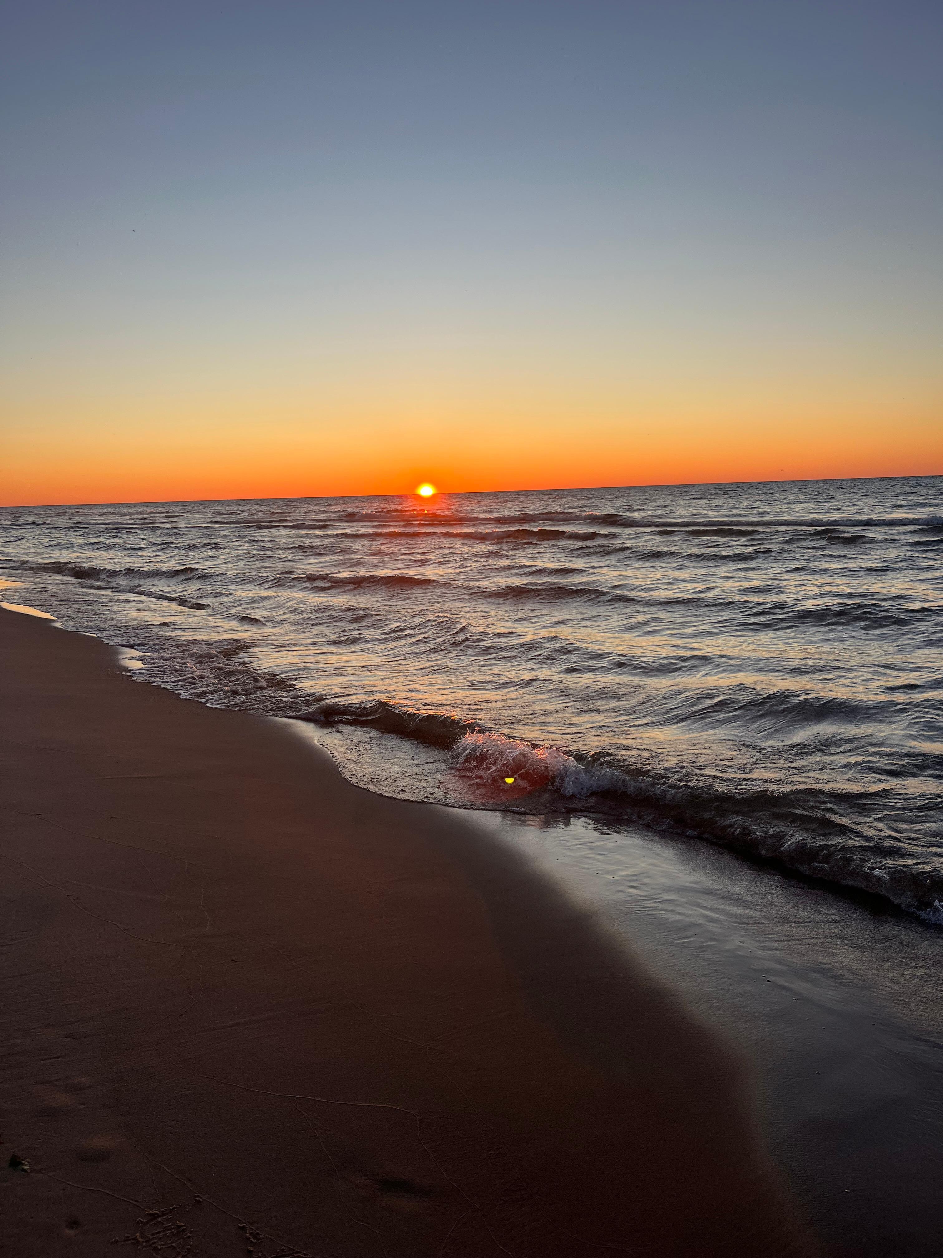 Sunrise at 5:27 am from the beach at the end of the road.