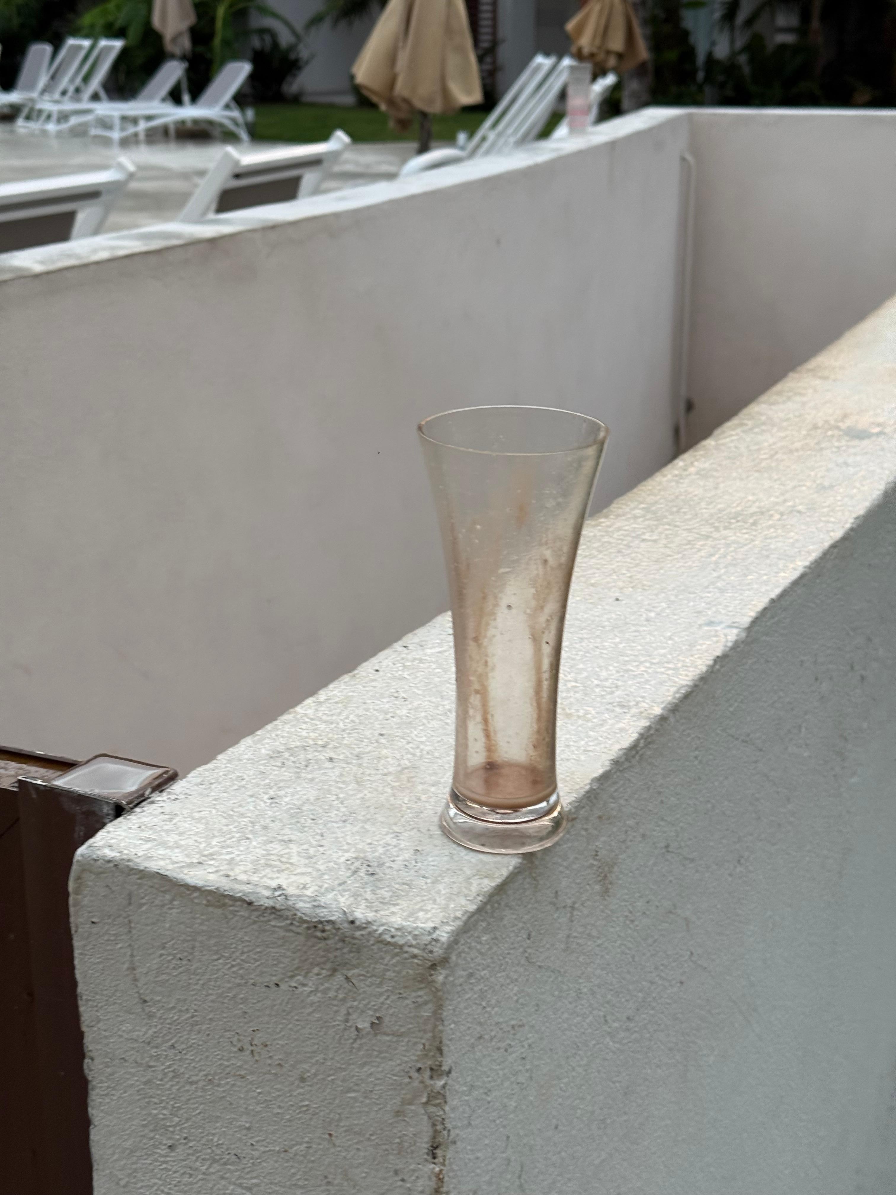 Dirty drinks everywhere NO POOL SIDE HELP OR SERVICE