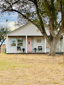 Dog loved the porch and watching the cows.
