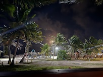 View from back porch at night